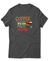 T-Shirt Αντρικό - Coffee Because It's Early For Wine - Color Thumbnail Ανθρακί