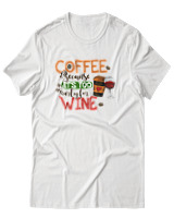 T-Shirt Αντρικό - Coffee Because It's Early For Wine - Color Thumbnail Άσπρο