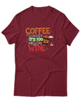 T-Shirt Αντρικό - Coffee Because It's Early For Wine - Color Thumbnail Σκούρο Κόκκινο