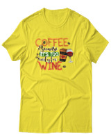 T-Shirt Αντρικό - Coffee Because It's Early For Wine - Color Thumbnail Κίτρινο