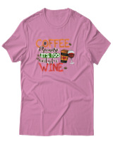 T-Shirt Αντρικό - Coffee Because It's Early For Wine - Color Thumbnail Ροζ