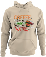 Φούτερ με κουκούλα - Coffee Because It's Early For Wine - Color Thumbnail Μπέζ