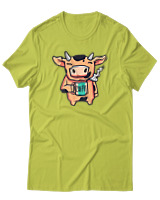 T-Shirt Αντρικό - Coffee Cow - Color Thumbnail Λαχανί