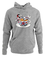 Φούτερ με κουκούλα Αντρικό - Coffee Cup - Color Thumbnail Γκρι Μελανζέ