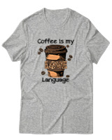 T-Shirt Αντρικό - Coffee Is My Language - Color Thumbnail Γκρι Μελανζέ