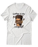 T-Shirt Αντρικό - Coffee Is My Language - Color Thumbnail Άσπρο