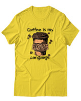 T-Shirt Αντρικό - Coffee Is My Language - Color Thumbnail Χρυσό Κίτρινο