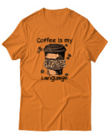 T-Shirt Αντρικό - Coffee Is My Language - Color Thumbnail Πορτοκαλί