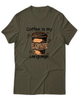 T-Shirt Αντρικό - Coffee Is My Language - Color Thumbnail Χακί