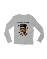 Μακρυμάνικο Μακό Παιδικό - Coffee Is My Language - Color Thumbnail Γκρι Μελανζέ