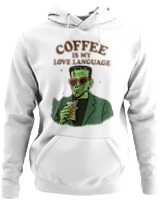 Φούτερ με κουκούλα - Coffee Is My Love Language - Color Thumbnail ΄Ασπρο