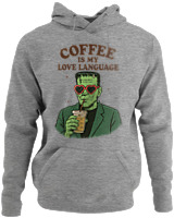 Φούτερ με κουκούλα - Coffee Is My Love Language - Color Thumbnail Γκρι Μελανζέ