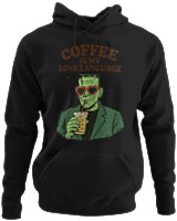 Φούτερ με κουκούλα - Coffee Is My Love Language - Color Thumbnail Μαύρο