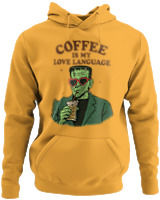 Φούτερ με κουκούλα - Coffee Is My Love Language - Color Thumbnail Κίτρινο Χρυσό