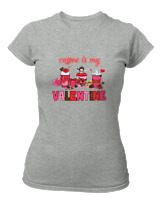 T-Shirt Στενή Γραμμή Γυναικείο - Coffee Is My Valentine - Color Thumbnail Γκρι Μελανζέ