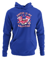 Φούτερ με κουκούλα Αντρικό - Coffee Is My Valentine - Color Thumbnail Μπλε Ρουά