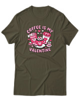 T-Shirt Αντρικό - Coffee Is My Valentine - Color Thumbnail Χακί