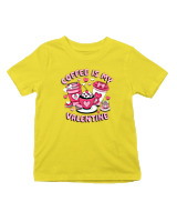 T-Shirt  Παιδικό - Coffee Is My Valentine - Color Thumbnail Κίτρινο