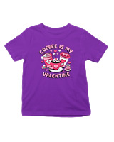 T-Shirt  Παιδικό - Coffee Is My Valentine - Color Thumbnail Σκούρο Μωβ