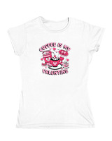 Κοριτσίστικο Κοντομανικο Παιδικό - Coffee Is My Valentine - Color Thumbnail ΄Ασπρο