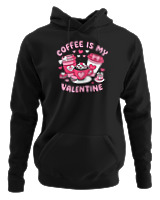 Φούτερ με κουκούλα Αντρικό - Coffee Is My Valentine - Color Thumbnail Μαύρο