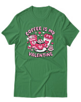 T-Shirt  Γυναικείο - Coffee Is My Valentine - Color Thumbnail Πράσινο