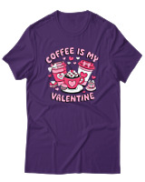 T-Shirt  Γυναικείο - Coffee Is My Valentine - Color Thumbnail Μώβ