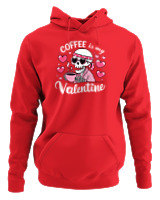 Φούτερ με κουκούλα Αντρικό - Coffee Is My Valentine - Color Thumbnail Κόκκινο
