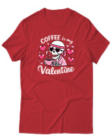 T-Shirt Αντρικό - Coffee Is My Valentine - Color Thumbnail Κόκκινο