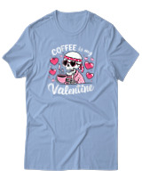 T-Shirt Αντρικό - Coffee Is My Valentine - Color Thumbnail Γαλάζιο