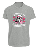 T-Shirt Fit Αντρικό - Coffee Is My Valentine - Color Thumbnail Γκρι Μελανζέ