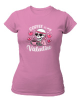 T-Shirt Στενή Γραμμή Γυναικείο - Coffee Is My Valentine - Color Thumbnail Ροζ