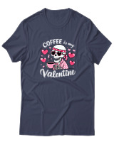 T-Shirt  Γυναικείο - Coffee Is My Valentine - Color Thumbnail Μπλέ Γκρί
