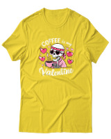 T-Shirt  Γυναικείο - Coffee Is My Valentine - Color Thumbnail Κίτρινο Χρυσό