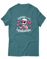 T-Shirt  Γυναικείο - Coffee Is My Valentine - Color Thumbnail Μπλέ Πράσινο