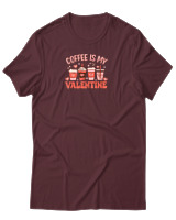 T-Shirt Αντρικό - Coffee Is My Valentine - Color Thumbnail Μπορντό