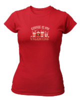 T-Shirt Στενή Γραμμή Γυναικείο - Coffee Is My Valentine - Color Thumbnail Κόκκινο