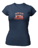 T-Shirt Στενή Γραμμή Γυναικείο - Coffee Is My Valentine - Color Thumbnail Σκούρο Μπλε