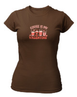 T-Shirt Στενή Γραμμή Γυναικείο - Coffee Is My Valentine - Color Thumbnail Καφέ