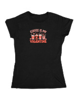 Κοριτσίστικο Κοντομανικο Παιδικό - Coffee Is My Valentine - Color Thumbnail Μαύρο