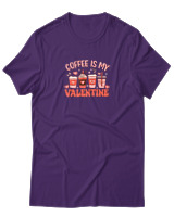 T-Shirt  Γυναικείο - Coffee Is My Valentine - Color Thumbnail Μώβ