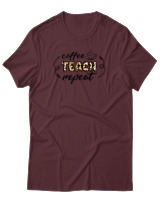 T-Shirt Αντρικό - Coffee Teach Repeat - Color Thumbnail Μπορντό