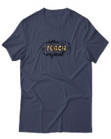 T-Shirt  Γυναικείο - Coffee Teach Repeat - Color Thumbnail Μπλέ Γκρί