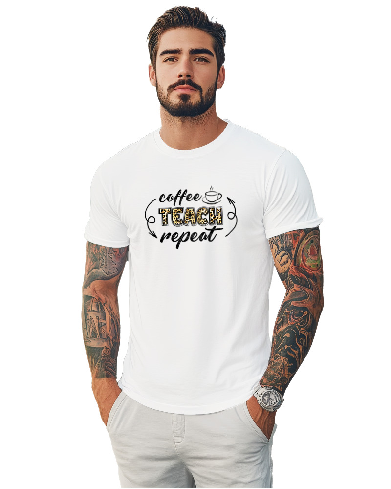 T-Shirt Αντρικό - Coffee Teach Repeat - Image 1