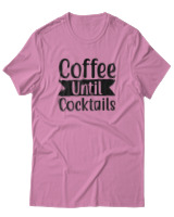 T-Shirt Αντρικό - Coffee Until Cocktails - Color Thumbnail Ροζ