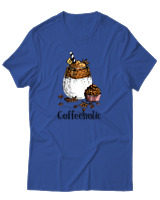 T-Shirt Αντρικό - Coffeeholic - Color Thumbnail Μπλε Ρουά