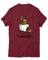 T-Shirt  Γυναικείο - Coffeeholic - Color Thumbnail Σκούρο Κόκκινο