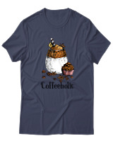 T-Shirt  Γυναικείο - Coffeeholic - Color Thumbnail Μπλέ Γκρί
