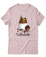 T-Shirt  Γυναικείο - Coffeeholic - Color Thumbnail Απαλό Ροζ