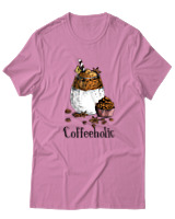 T-Shirt  Γυναικείο - Coffeeholic - Color Thumbnail Ροζ